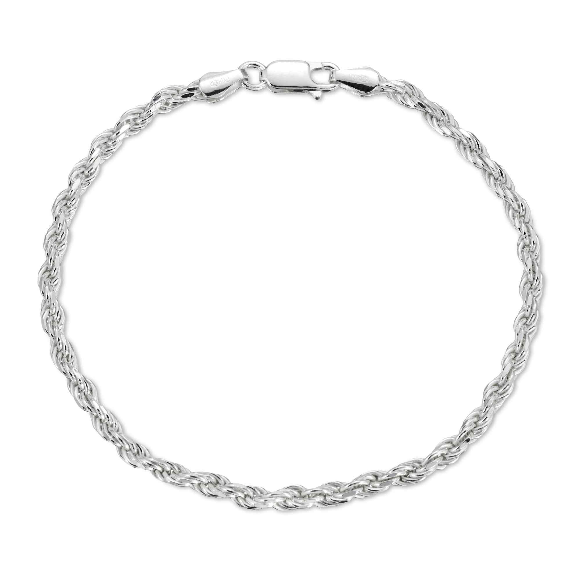 3mm Solid Sterling Silver Rope Bracelet for Men | Made in Italy – LZJ