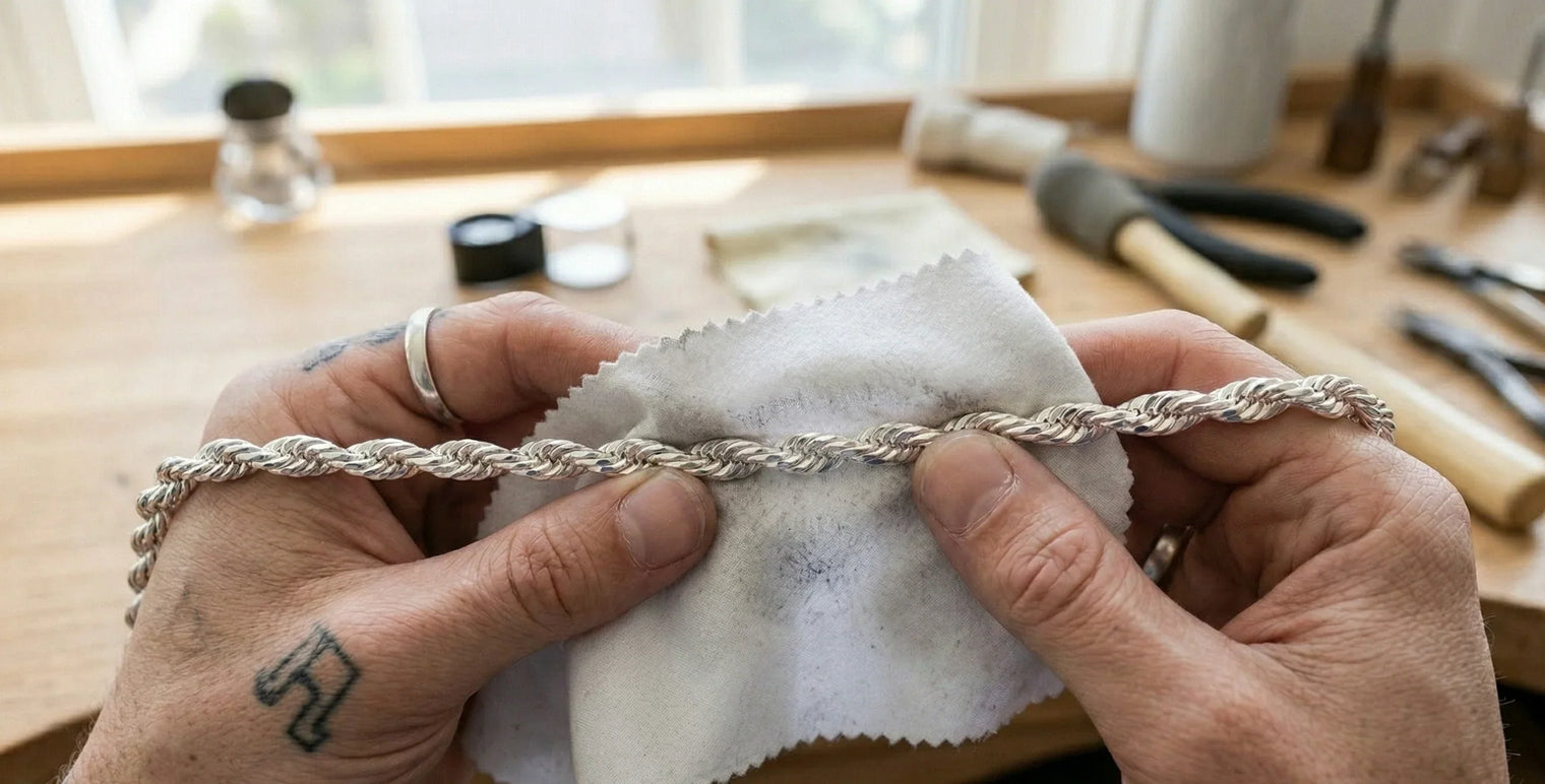 Photo-polishing-silver-rope-chain-care-hands-with-cloth