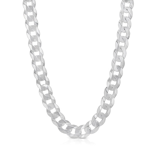 10.6mm Flat Curb sterling silver chain