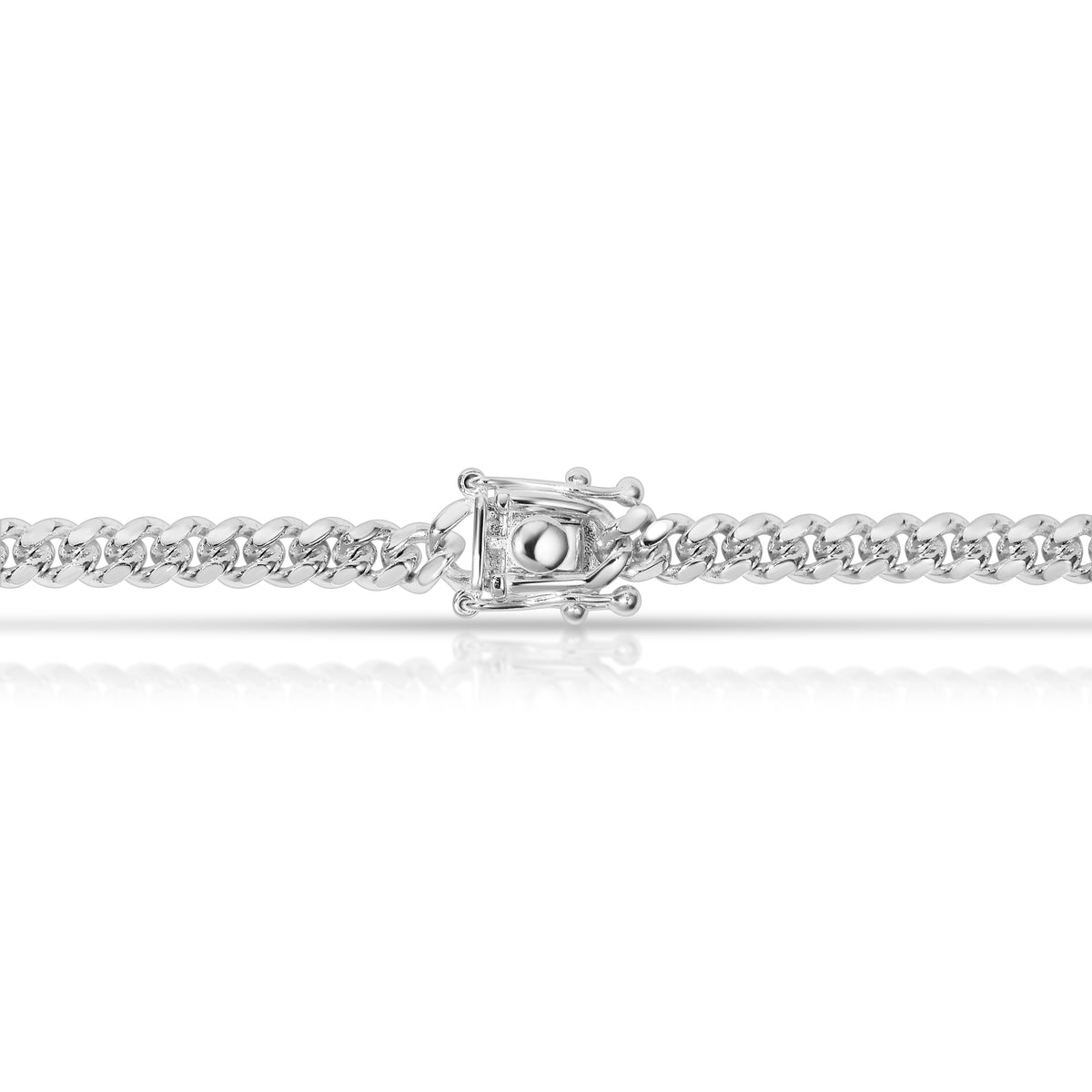 Box lock clasp closed on the 4mm Italian 925 sterling silver Cuban link chain
