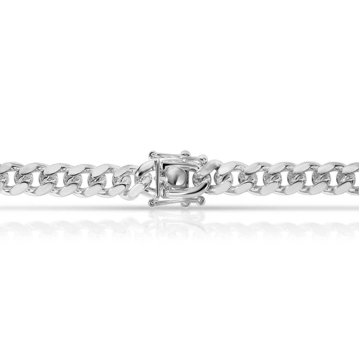 Box lock clasp closed on the 6.7mm Italian 925 sterling silver Cuban link chain