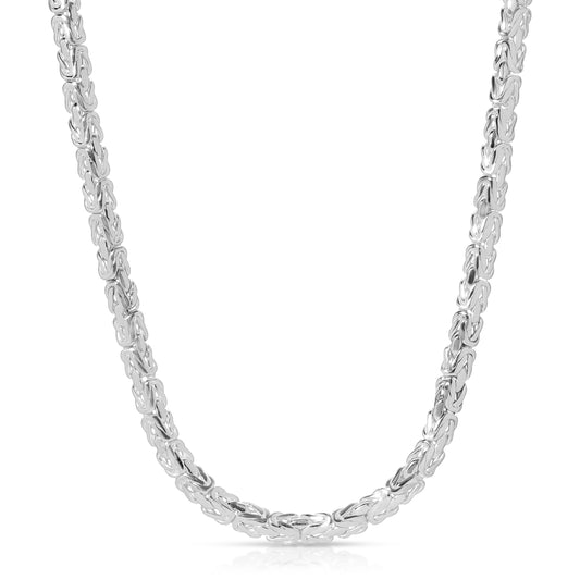 8.7mm Oval Byzantine Sterling Silver Chain