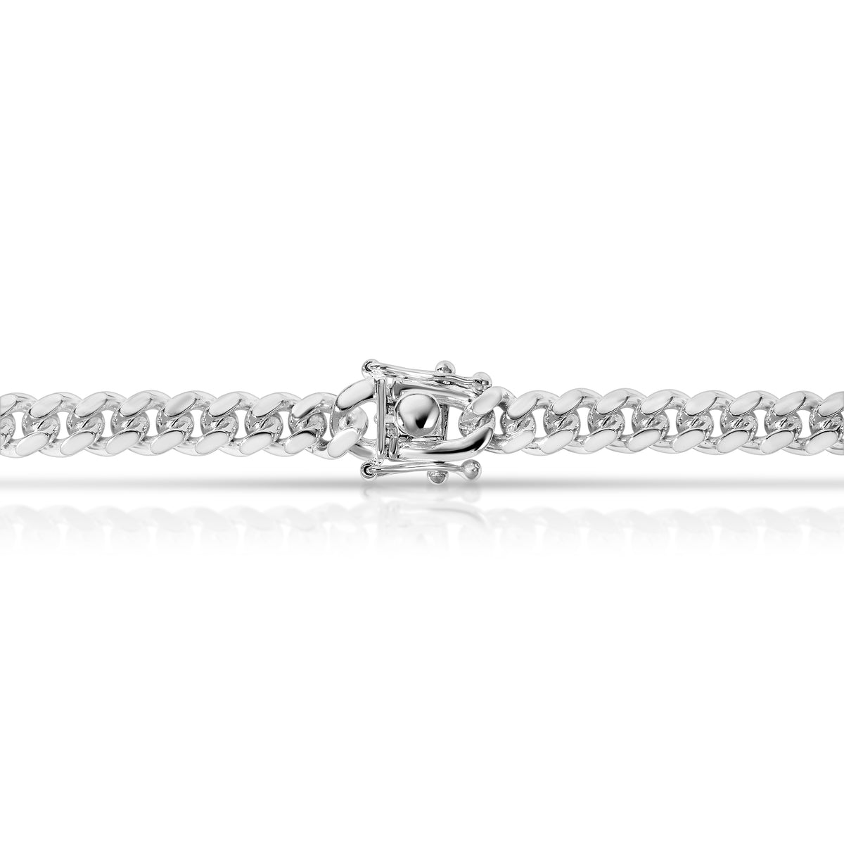 Box lock clasp closed on the 6mm Italian 925 sterling silver Cuban link chain