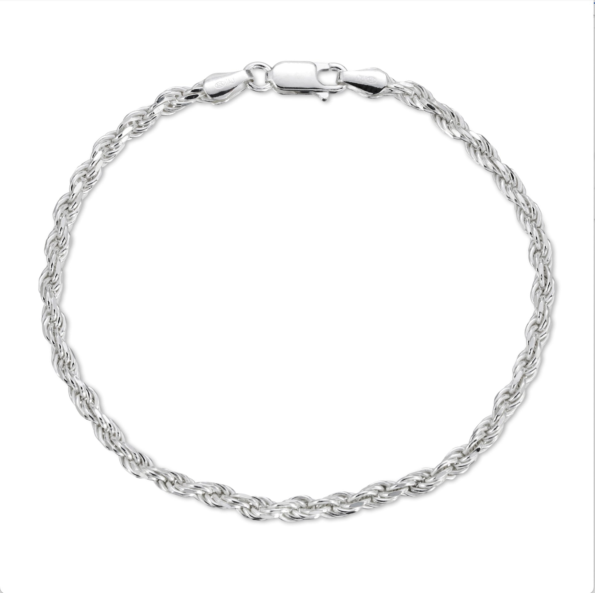 5.5mm Solid Sterling Silver Rope Bracelet for Men | Made in Italy