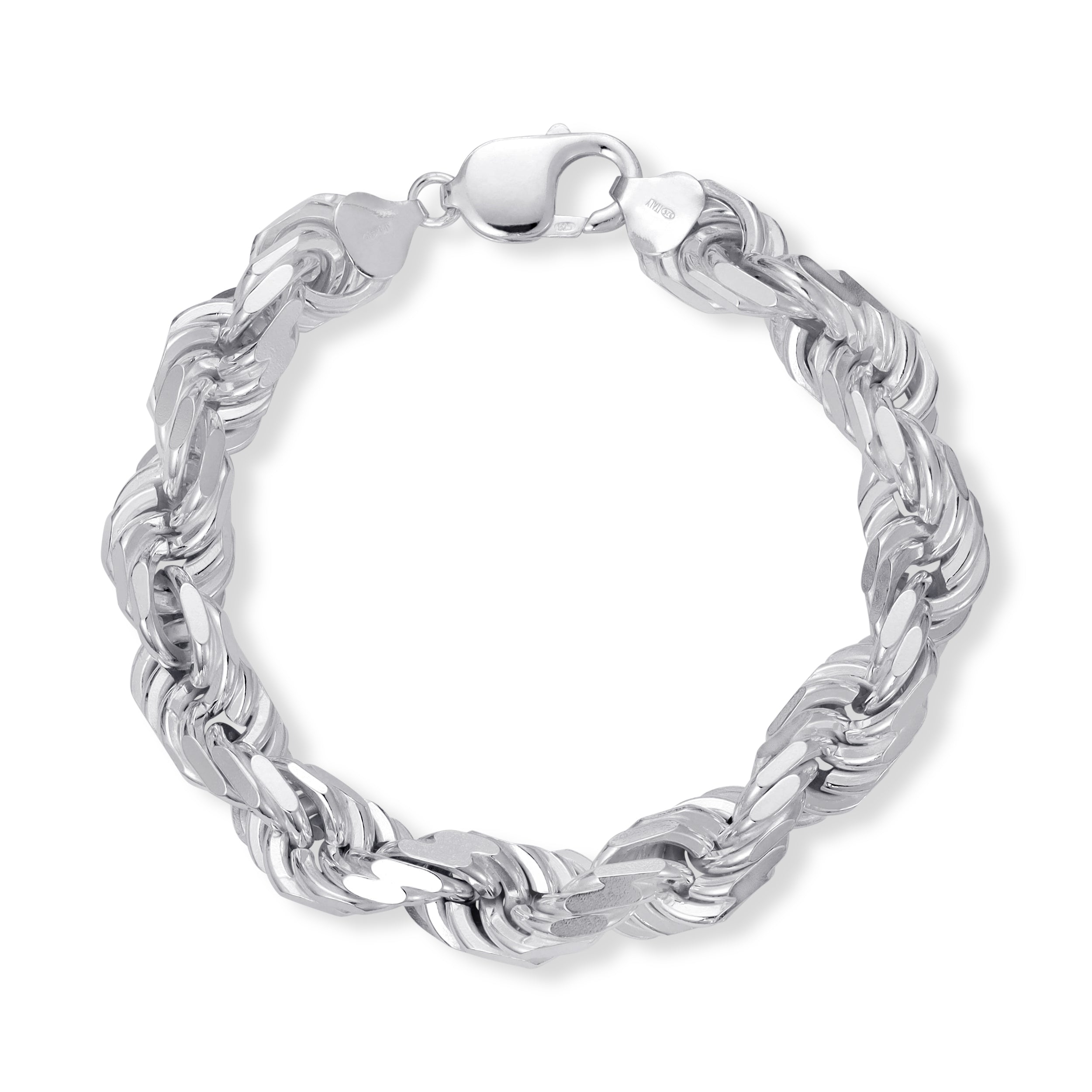 12mm Solid Sterling Silver Rope Bracelet for Men | Made in Italy – LZJ