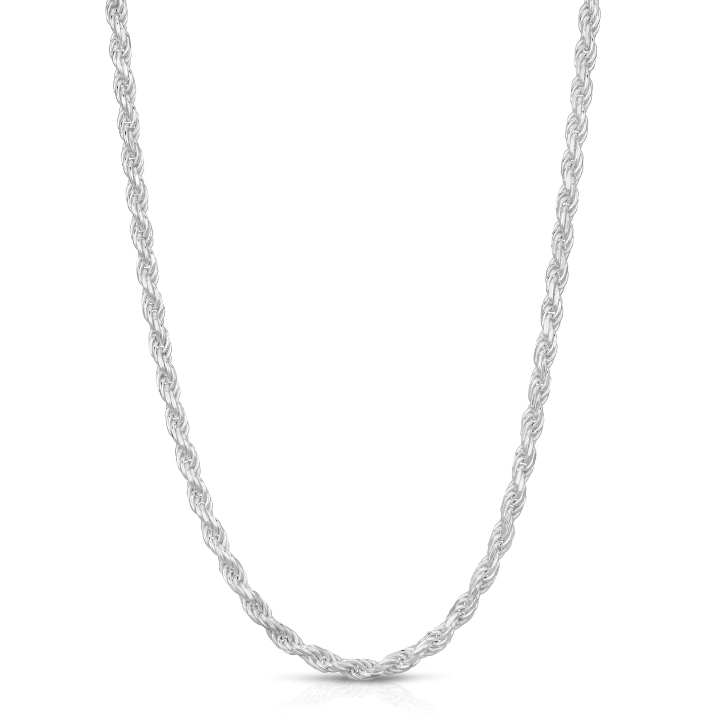 925 Sterling Silver 3mm Rope Chain Necklace 24 Inches