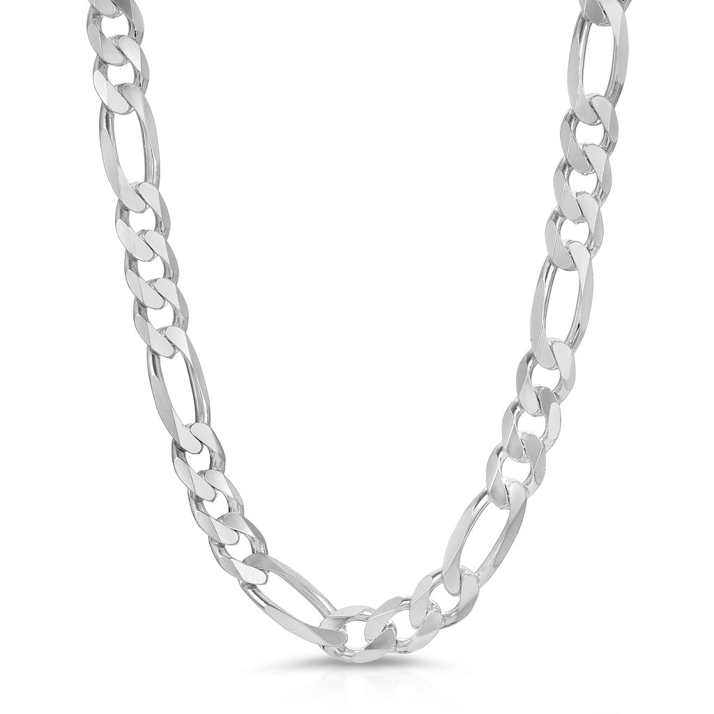 10.8mm Figaro Sterling Silver Chain