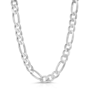 10.8mm Figaro Sterling Silver Chain