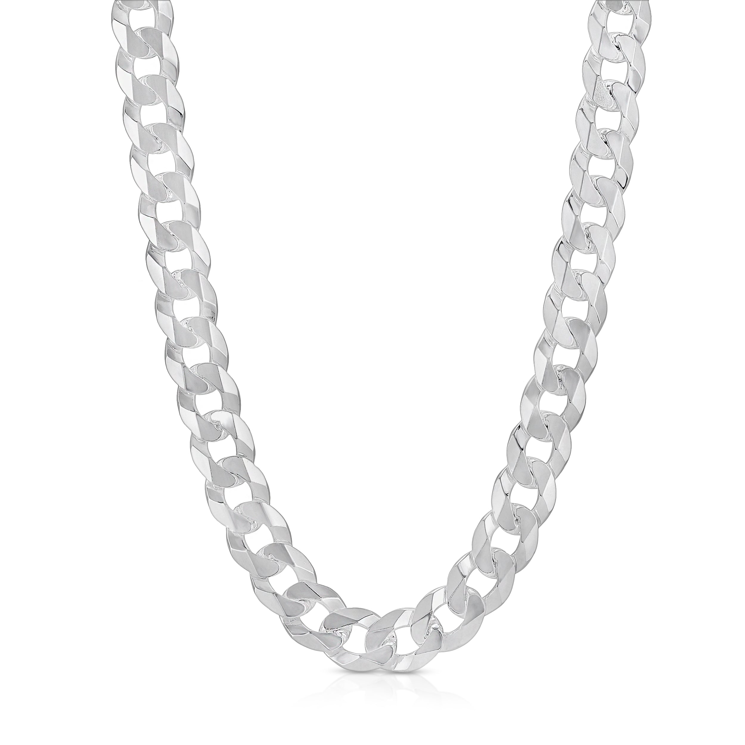 12mm Flat Curb sterling silver chain