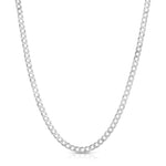 4mm flat curb sterling silver chain