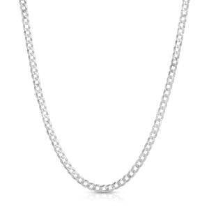 4mm flat curb sterling silver chain