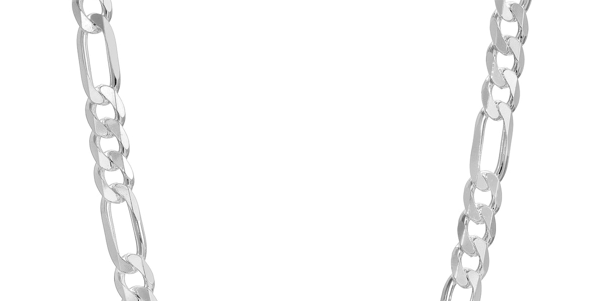 7.8mm Figaro Chain Sterling Silver Luke Zion Jewelry LZJ