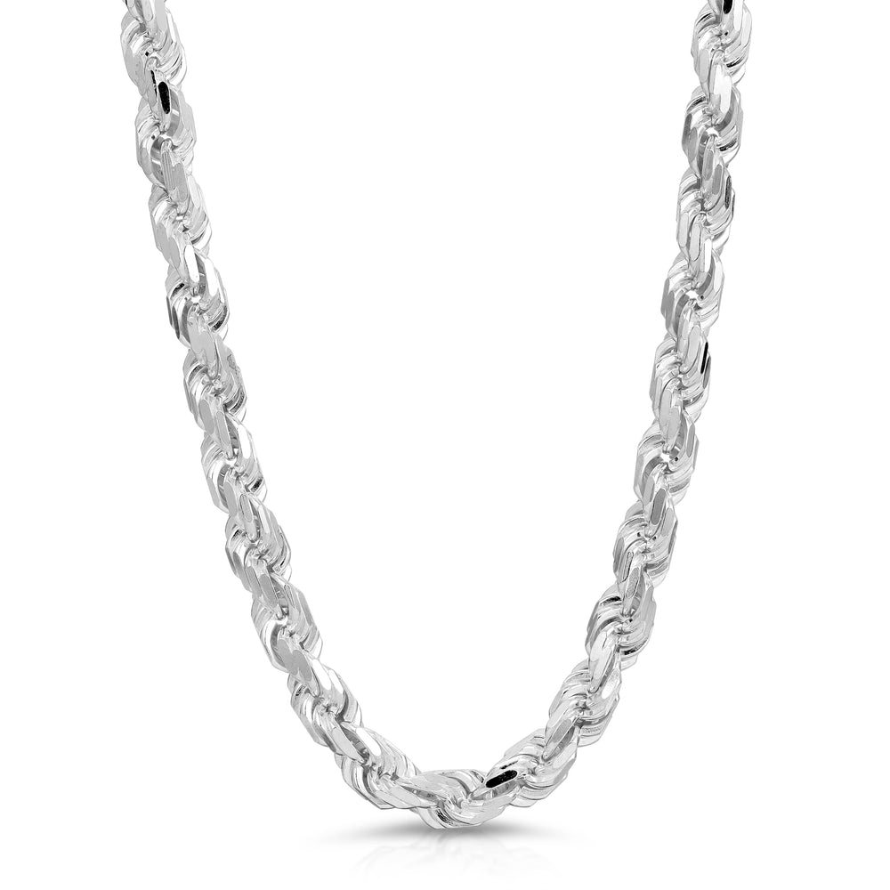 8mm Rope Chain Sterling Silver Diamond Cut - Luke Zion Jewelry 32 Inches