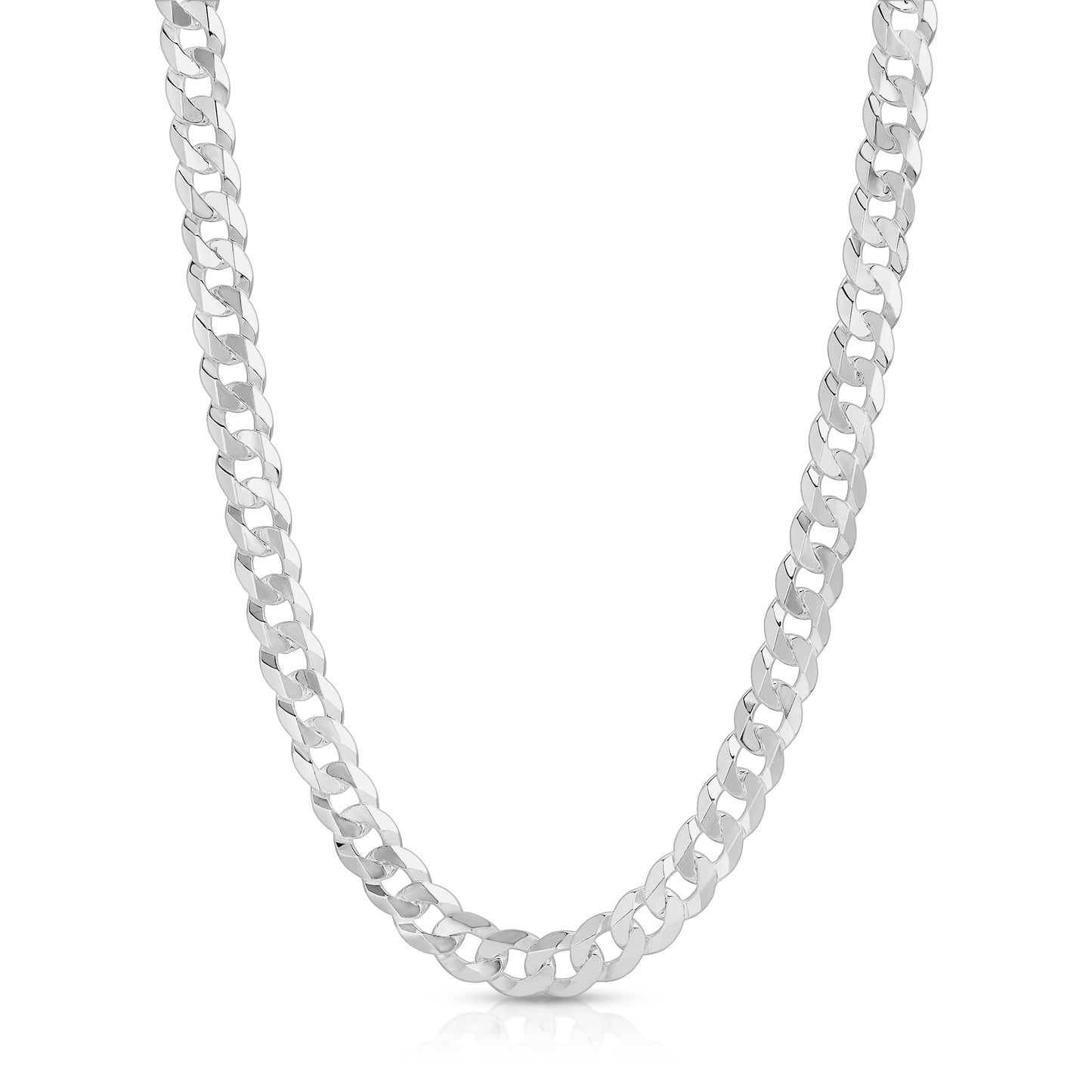 9mm Flat curb sterling silver chain